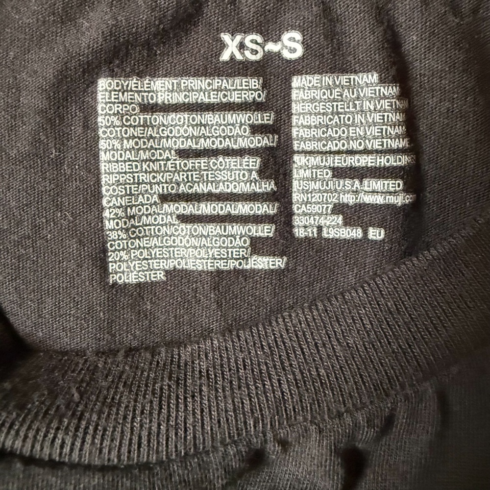 Muji XS-S Black 1/2 Sleeve Midi T-Shirt Dress - Picture 4 of 9